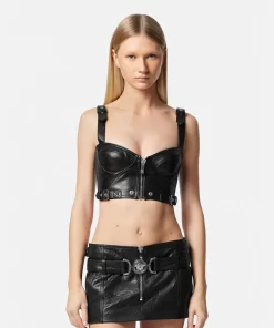 Cheap Biker Bralette-Top Aus Leder Damen Blusen & Tops