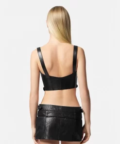 Cheap Biker Bralette-Top Aus Leder Damen Blusen & Tops