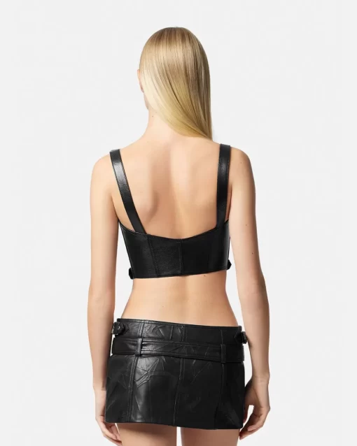 Cheap Biker Bralette-Top Aus Leder Damen Blusen & Tops