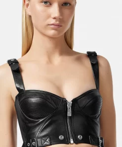 Cheap Biker Bralette-Top Aus Leder Damen Blusen & Tops