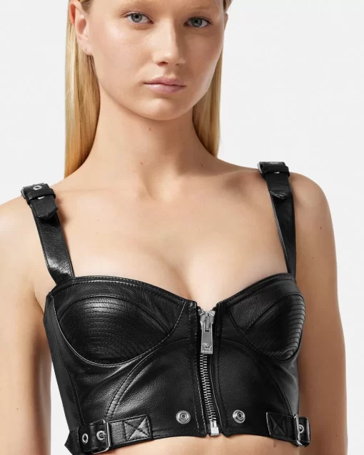 Cheap Biker Bralette-Top Aus Leder Damen Blusen & Tops