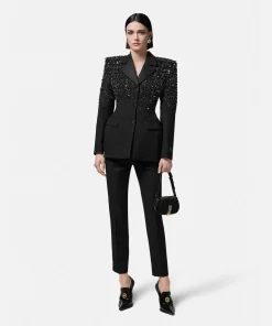 Cheap Blazer Aus Krokodil-Jacquard Mit Kristall Damen Blazer