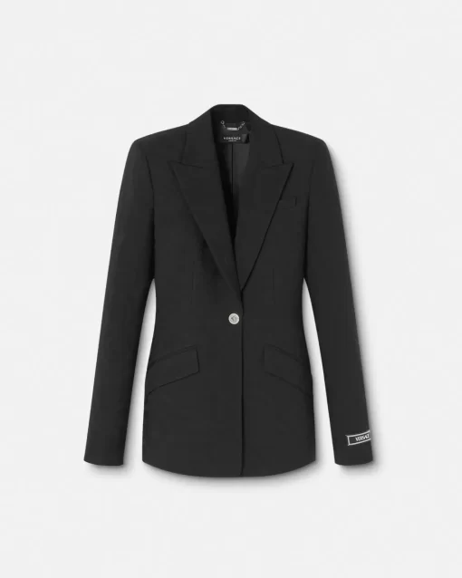 Outlet Einreihiger Barocco Jacquard-Wollblazer Damen Anzüge