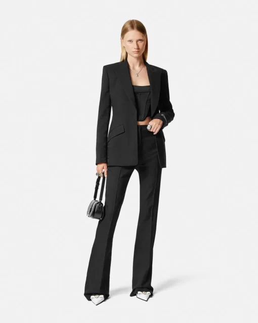 Outlet Einreihiger Barocco Jacquard-Wollblazer Damen Anzüge