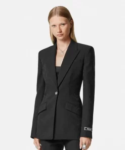 Outlet Einreihiger Barocco Jacquard-Wollblazer Damen Anzüge