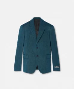 Best Sale Einreihiger Blazer Aus Mouline-Wolle Herren Blazer & Anzüge