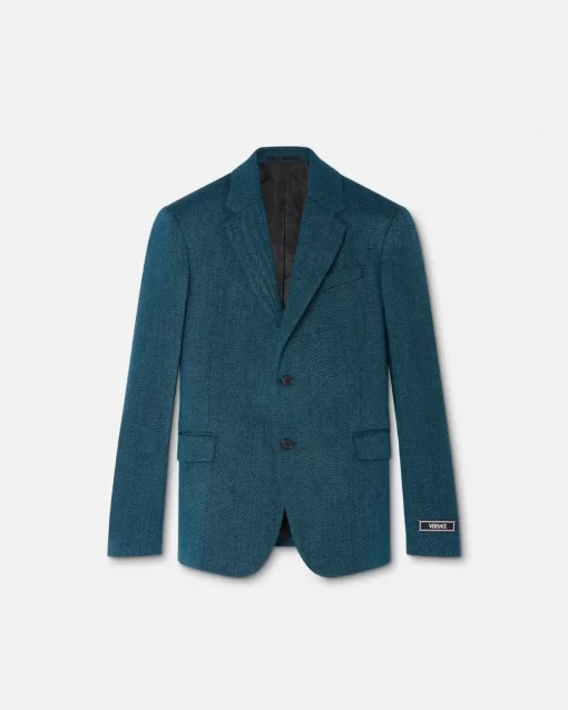 Best Sale Einreihiger Blazer Aus Mouline-Wolle Herren Blazer & Anzüge