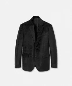 Flash Sale Einreihiger Blazer Aus Samt-Devore Herren Blazer & Anzüge