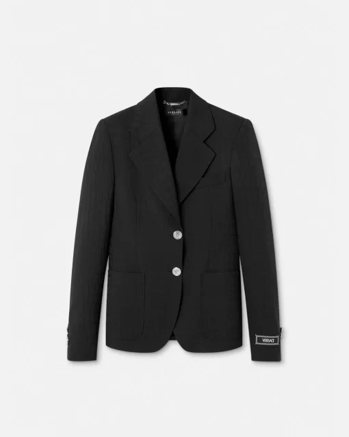 Outlet Einreihiger Blazer Mit Kroko-Jacquard-Muster Damen Anzüge