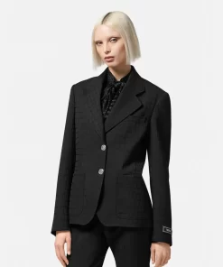 Outlet Einreihiger Blazer Mit Kroko-Jacquard-Muster Damen Anzüge