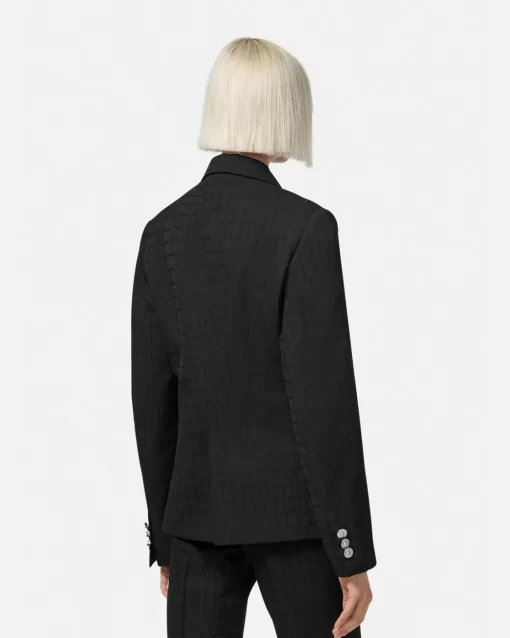 Outlet Einreihiger Blazer Mit Kroko-Jacquard-Muster Damen Anzüge