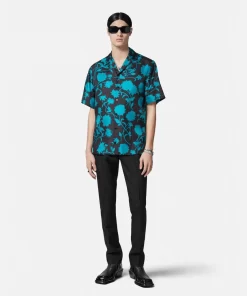 Cheap Floral Silhouette Seidenhemd Herren Hemden