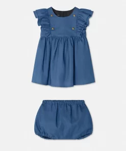 Discount Geruschtes Baby Kleid-Set Aus Chambray Kinder Kleidung