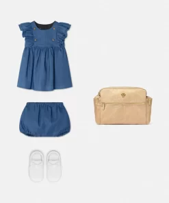 Discount Geruschtes Baby Kleid-Set Aus Chambray Kinder Kleidung