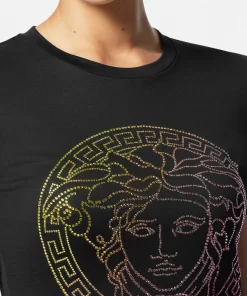 Outlet Kristallbesetztes Medusa T-Shirt Damen T-Shirts & Sweatshirts