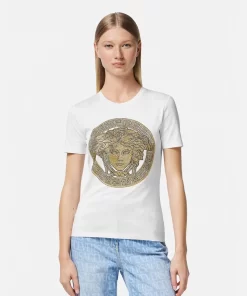 Online La Medusa T-Shirt Mit Kristallen Damen T-Shirts & Sweatshirts