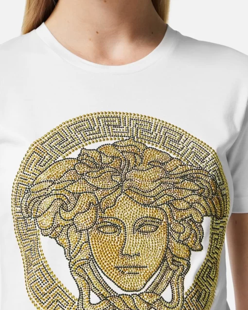 Online La Medusa T-Shirt Mit Kristallen Damen T-Shirts & Sweatshirts