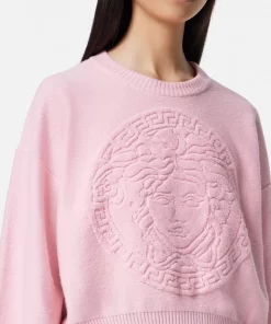 Fashion Medusa Frottee-Pullover Aus Wollmischung Damen Strick