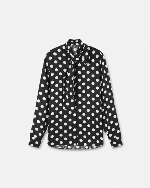 Outlet Polka Dot Hemd Mit Schalkragen Damen Blusen & Tops