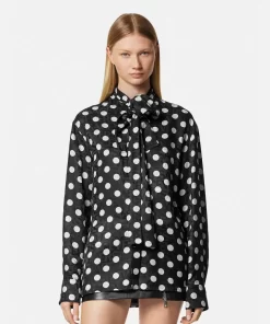 Outlet Polka Dot Hemd Mit Schalkragen Damen Blusen & Tops