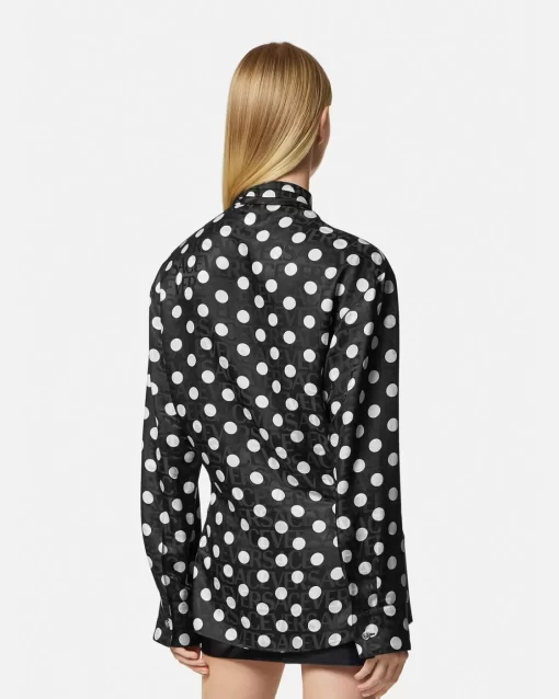 Outlet Polka Dot Hemd Mit Schalkragen Damen Blusen & Tops