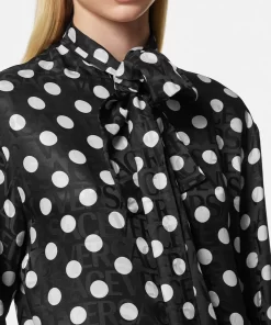 Outlet Polka Dot Hemd Mit Schalkragen Damen Blusen & Tops