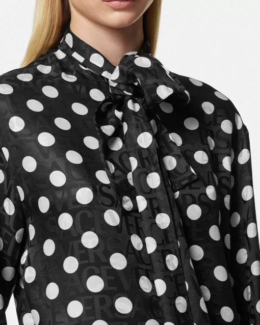 Outlet Polka Dot Hemd Mit Schalkragen Damen Blusen & Tops