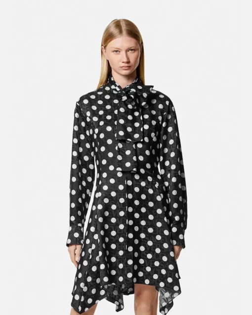 Clearance Polka Dot Hemdkleid Damen Kleider