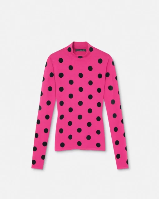 New Polka Dot Rollkragenpullover Damen Strick