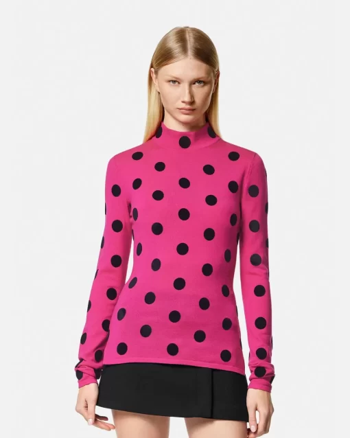 New Polka Dot Rollkragenpullover Damen Strick