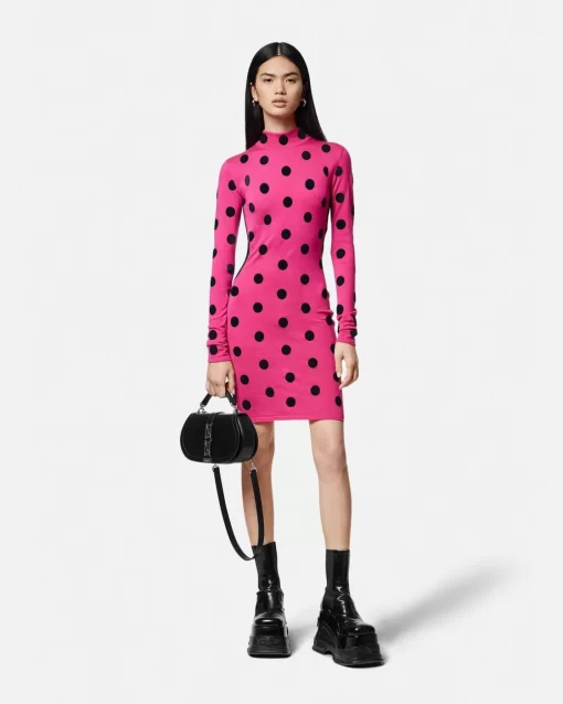 Shop Polka Dot Strick-Midikleid Mit Rollkragen Damen Strick