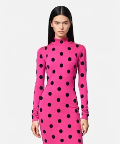 Shop Polka Dot Strick-Midikleid Mit Rollkragen Damen Strick