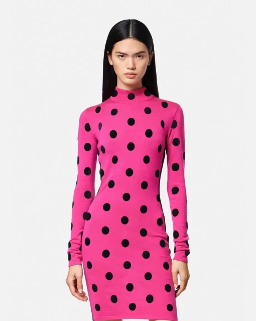 Shop Polka Dot Strick-Midikleid Mit Rollkragen Damen Strick