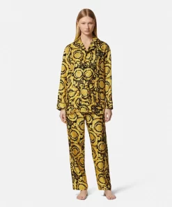 Shop Pyjamahose Aus Seide Im Barocco-Print Damen Loungewear