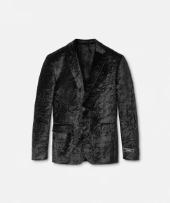 Store Samt-Blazer Im Barocco Silhouette-Muster Herren Blazer & Anzüge