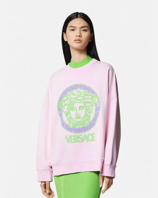 Shop Sweatshirt Im Used-Look Mit Medusa-Logo Damen T-Shirts & Sweatshirts