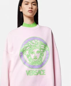 Shop Sweatshirt Im Used-Look Mit Medusa-Logo Damen T-Shirts & Sweatshirts