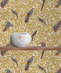 Outlet Tapete Im Barocco Birds-Print Wandtapete