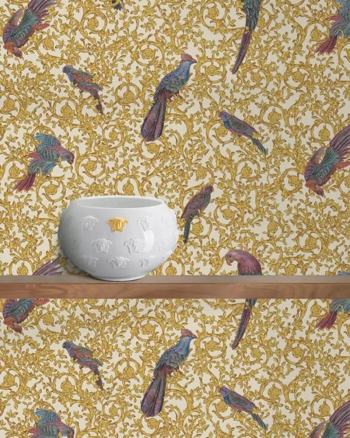 Outlet Tapete Im Barocco Birds-Print Wandtapete