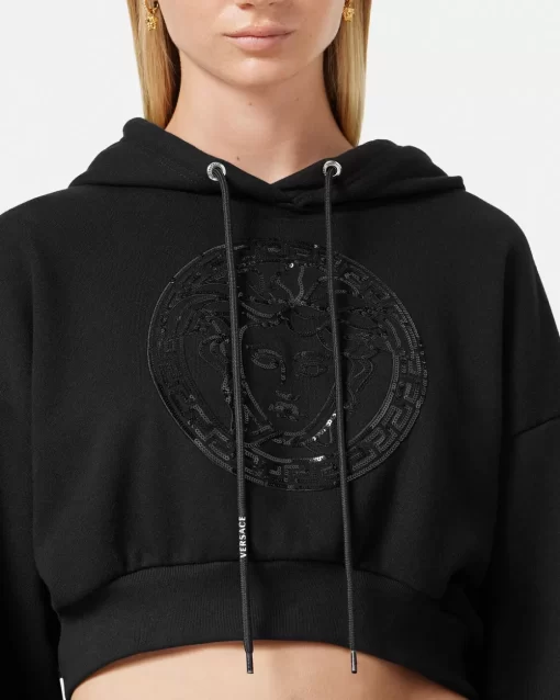 Sale Verzierter Medusa Crop-Hoodie Damen T-Shirts & Sweatshirts