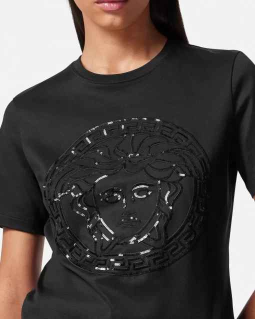 Discount Verziertes T-Shirt Mit Medusa Damen T-Shirts & Sweatshirts