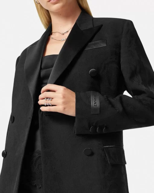 Sale Zweireihiger Barocco Jacquard-Blazer Damen Anzüge