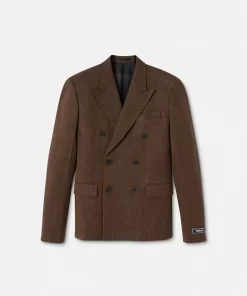 Discount Zweireihiger Blazer Aus Mouline-Wolle Herren Blazer & Anzüge